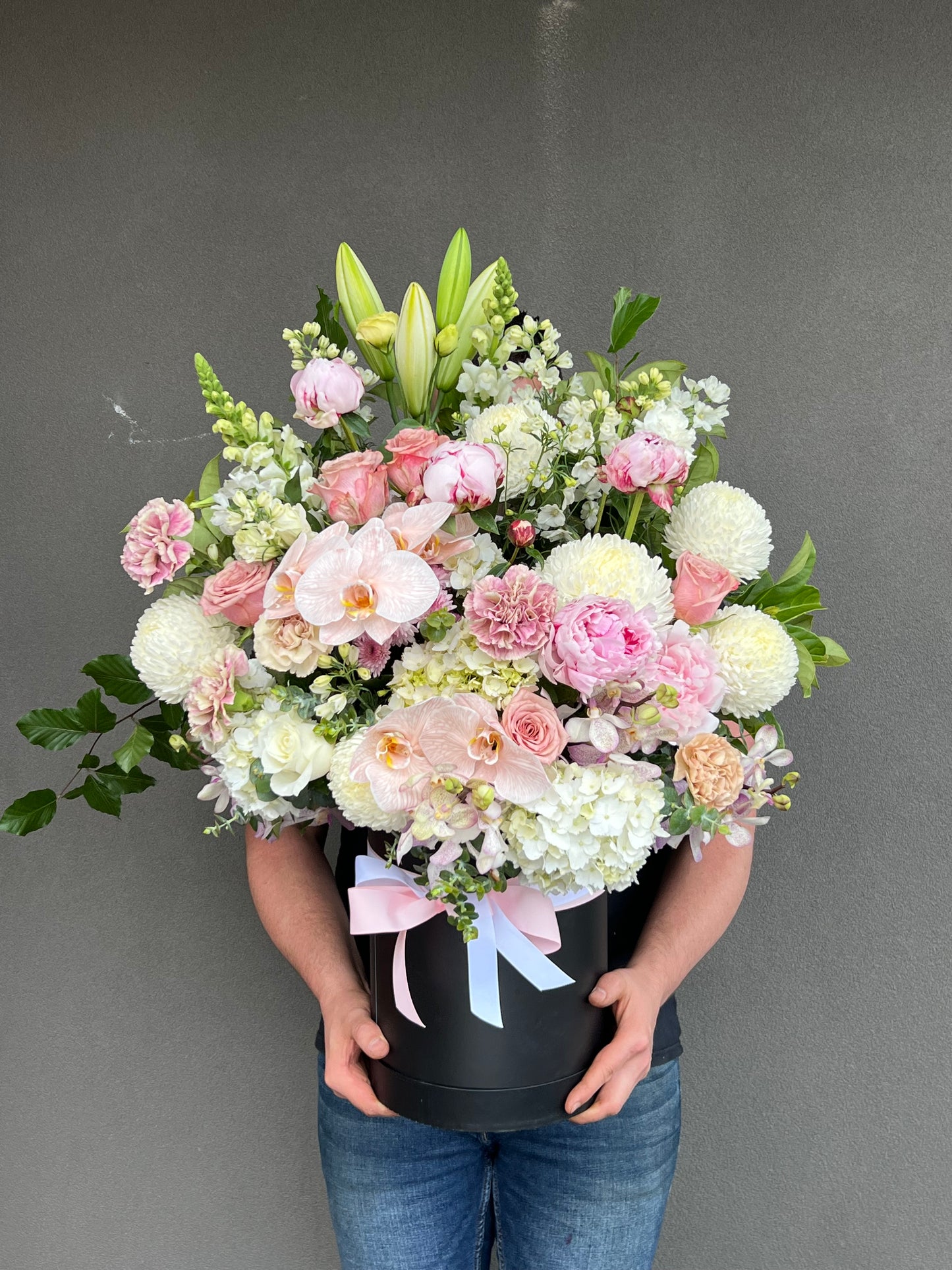 White and Pink Sympathy Hatbox