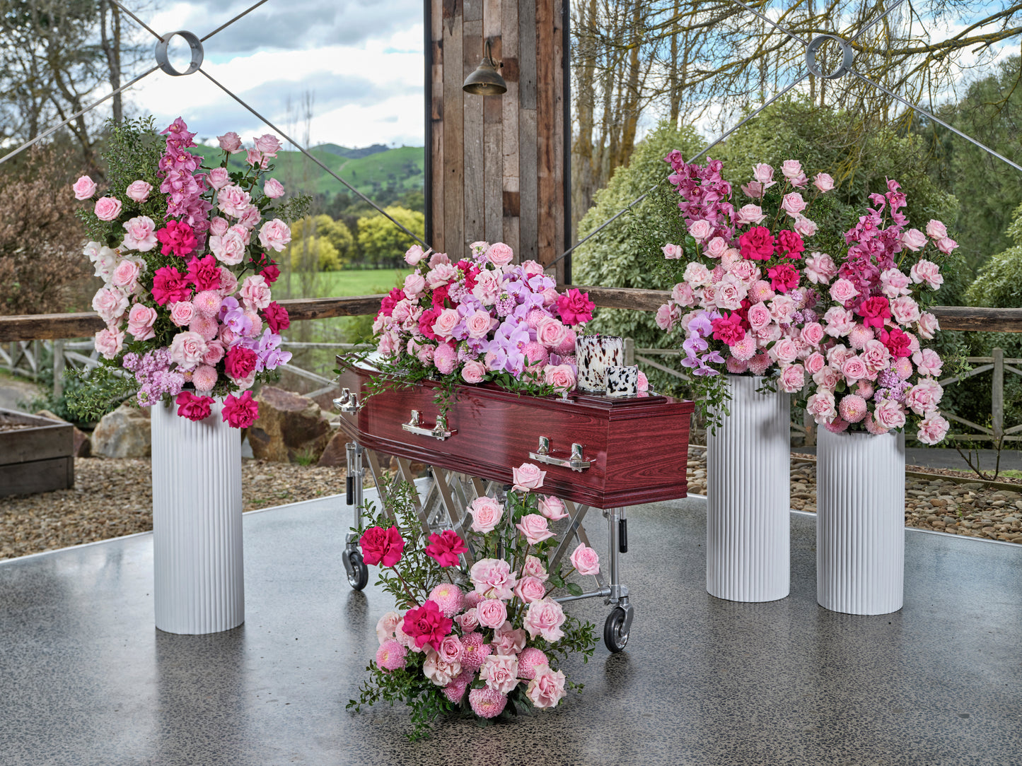 Deluxe Pink Casket Arrangement