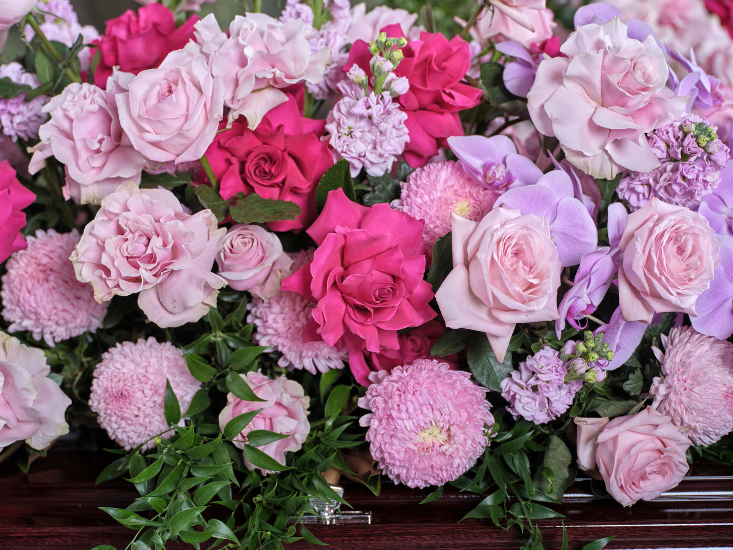 Deluxe Pink Casket Arrangement