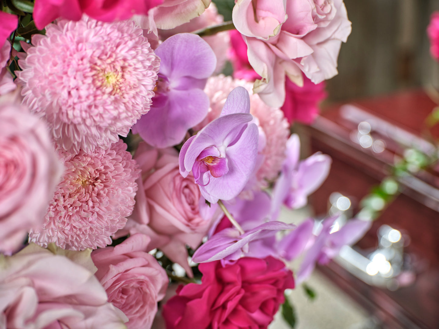 Deluxe Pink Casket Arrangement