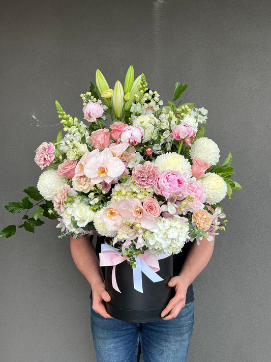 White and Pink Sympathy Hatbox