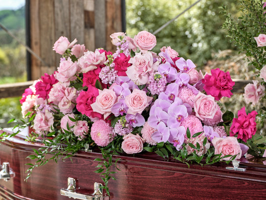 Deluxe Pink Casket Arrangement