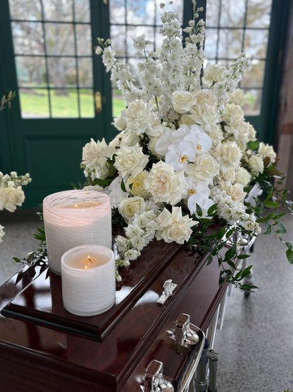 Deluxe White Casket Arrangement