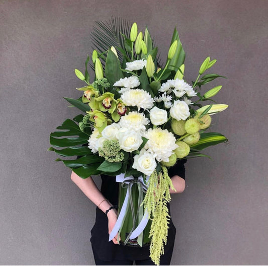 White and Green Sympathy Vase